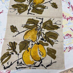 🍋 Vintage Vera Neumann Linen Tea Towel – Lemon Print MCM NWOT